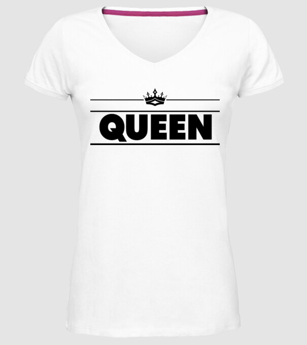 Queen model alb pe tricou