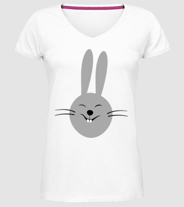 rabbit model alb pe tricou
