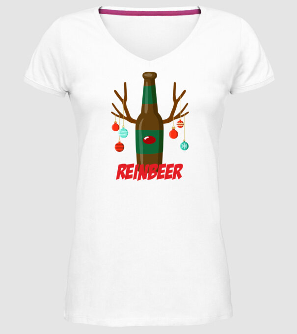 Bere REINBEER model alb pe tricou