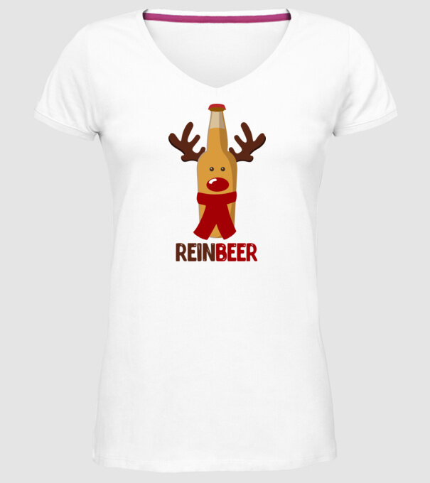 Bere REINBEER model alb pe tricou