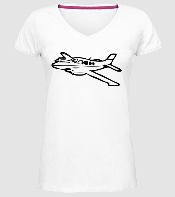 avion model alb pe tricou