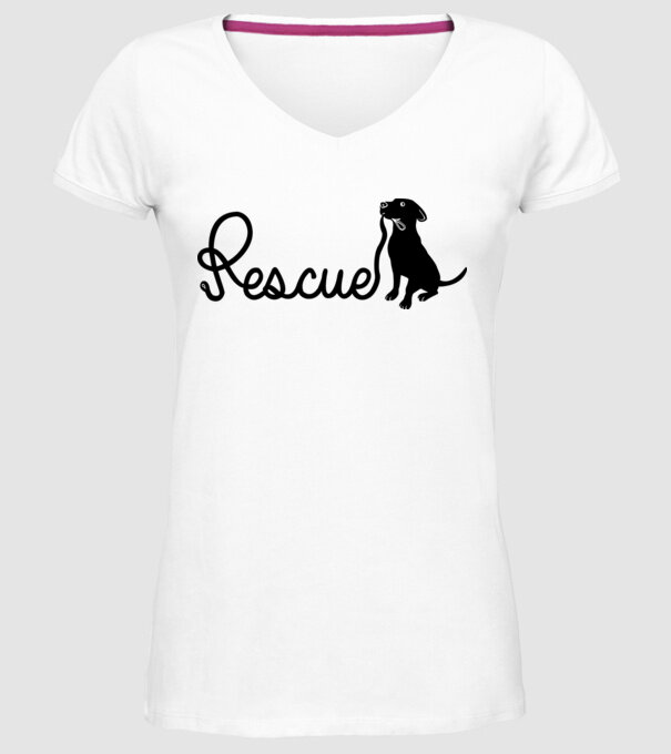 Rescue dog model alb pe tricou