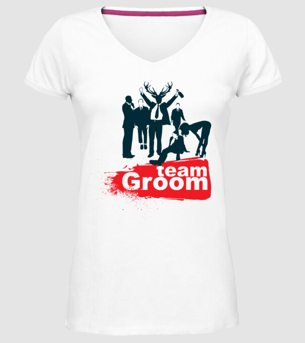 Reservoir Groom Team model alb pe tricou