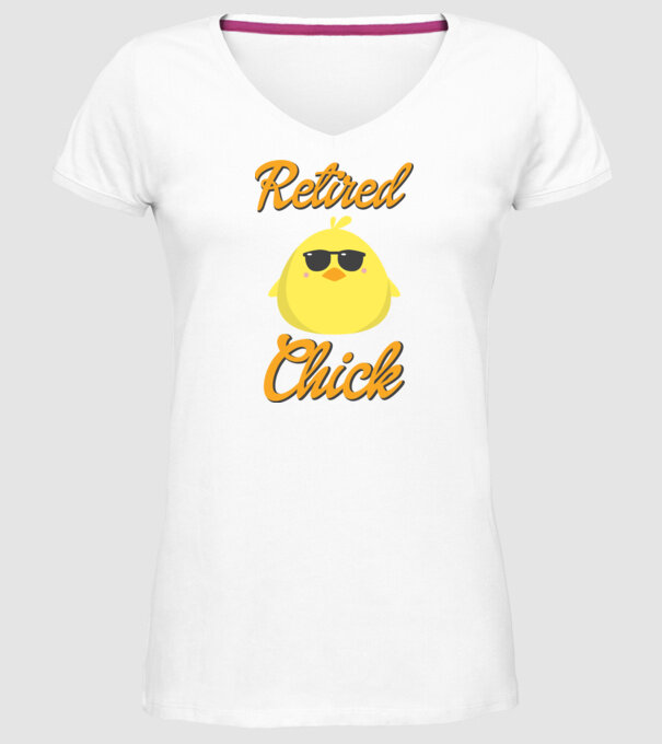 Retired chick model alb pe tricou