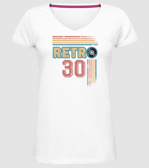 Retro 30 Birthday model alb pe tricou
