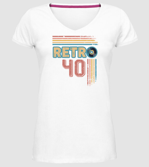 Retro 40 Birthday model alb pe tricou