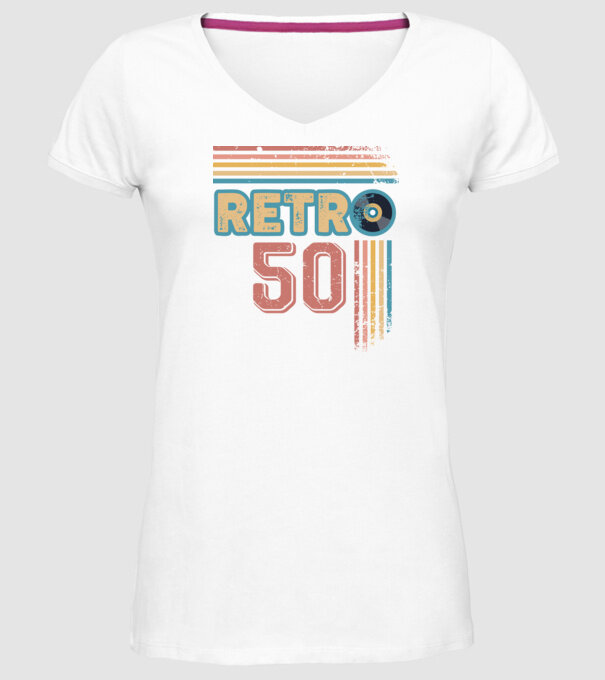Retro 50 Birthday model alb pe tricou