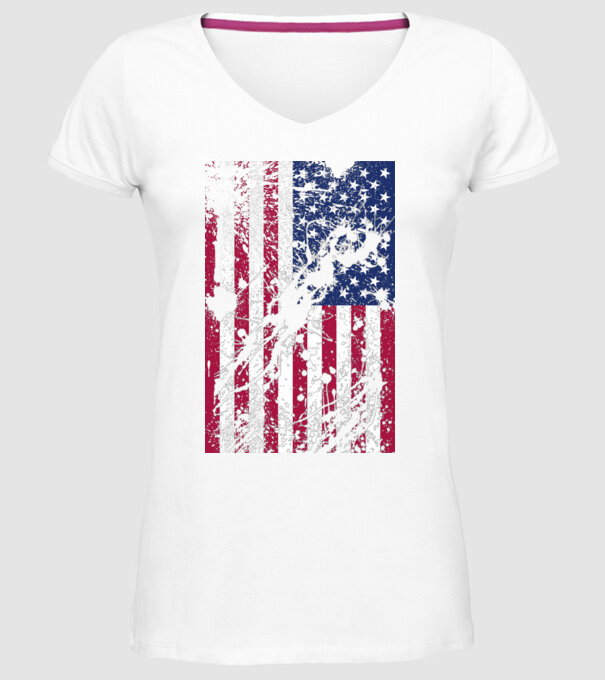 ripped flag U.S. model alb pe tricou