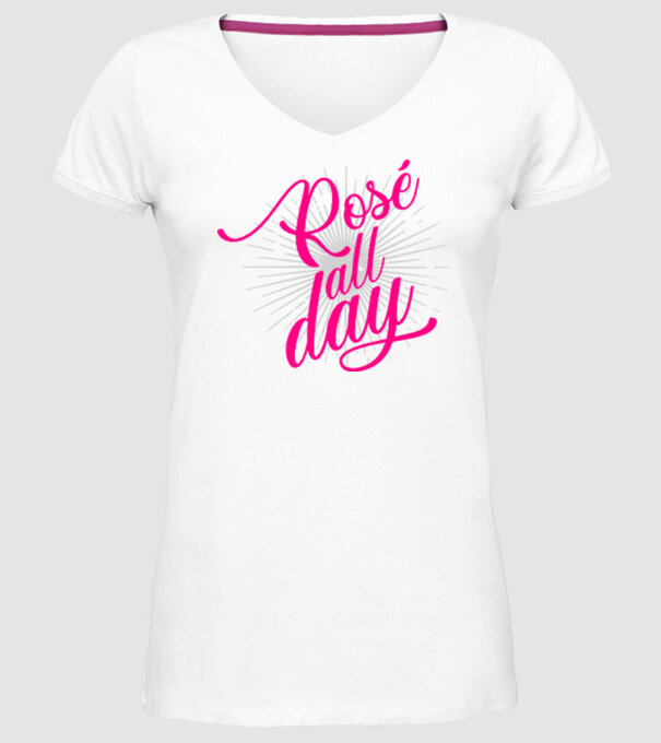 Rosé all day model alb pe tricou