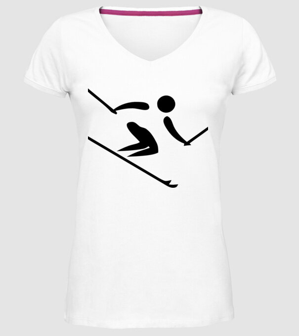 Schi model alb pe tricou