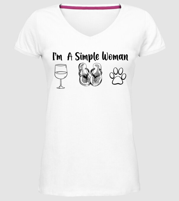 Simple doggy woman model alb pe tricou