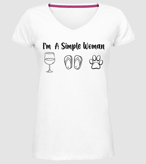 Simple doggy woman model alb pe tricou