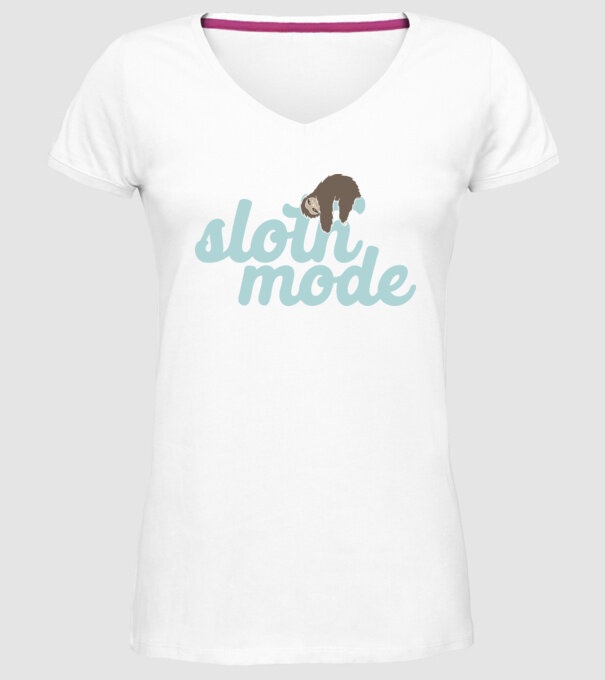Sloth mode model alb pe tricou