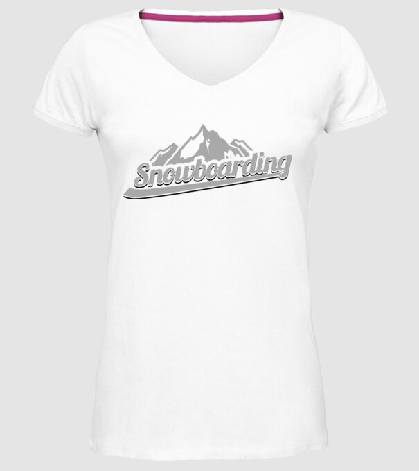 Snowboarding model alb pe tricou