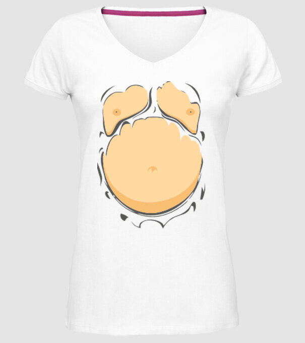 Burtă de bere model alb pe tricou