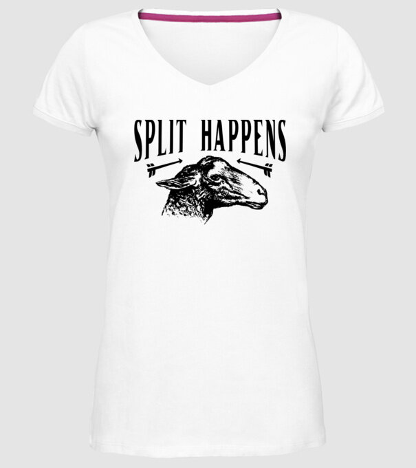 Split happens model alb pe tricou
