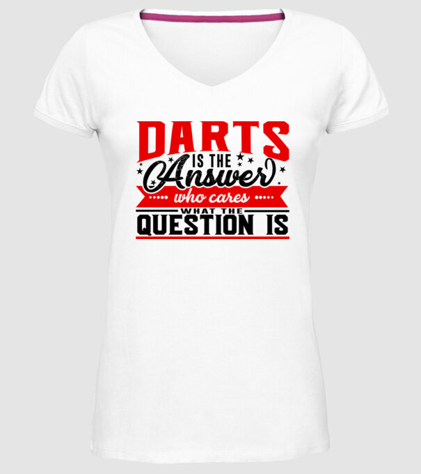 Sport is the answer DARTS model alb pe tricou