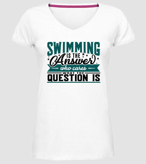 Sport is the answer ÎNOTĂTOR model alb pe tricou