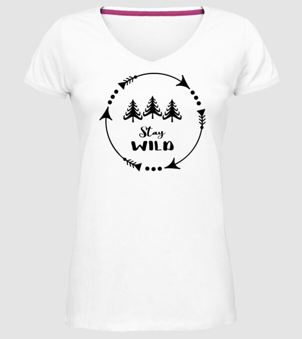 Stay wild arrows circle model alb pe tricou