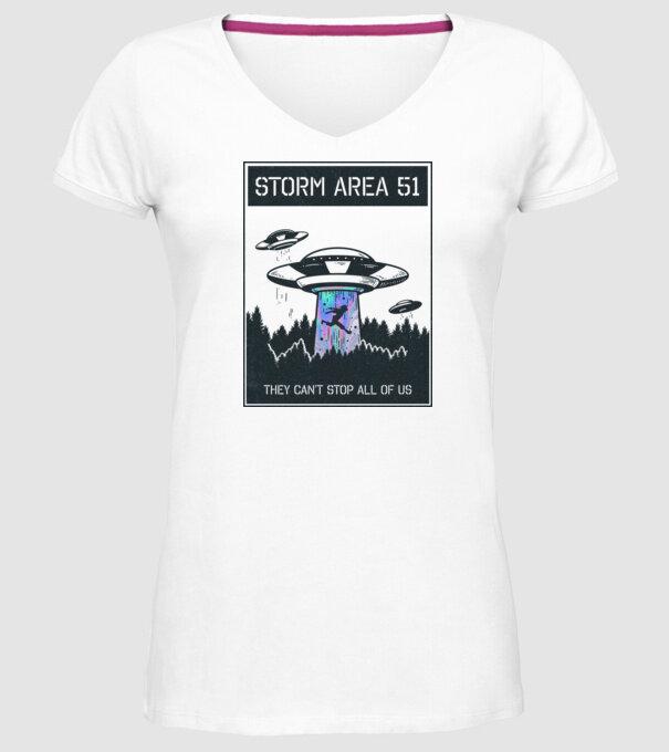 'Storm area 51 - They can''t stop all of us dark' model alb pe tricou