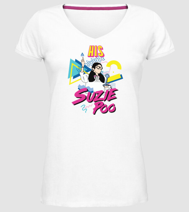 Stranger couple 80s retro Suzie model alb pe tricou