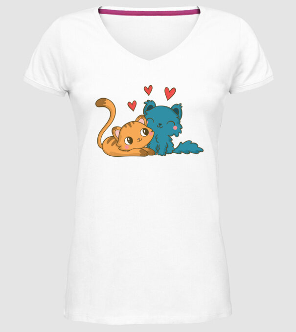 PISICUȚE ÎNDRĂGOSTITE 1 model alb pe tricou
