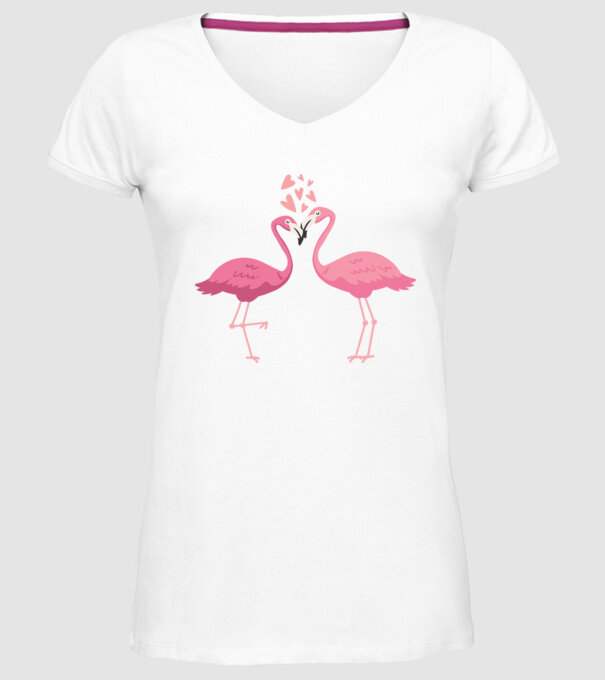 FLAMINGO ÎNDRĂGOSTIȚI model alb pe tricou