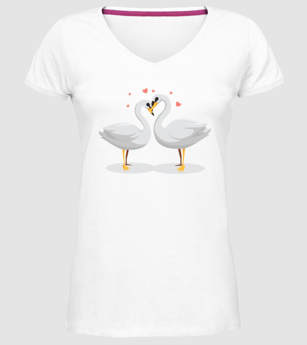 LEBEDE ÎNDRĂGOSTITE model alb pe tricou
