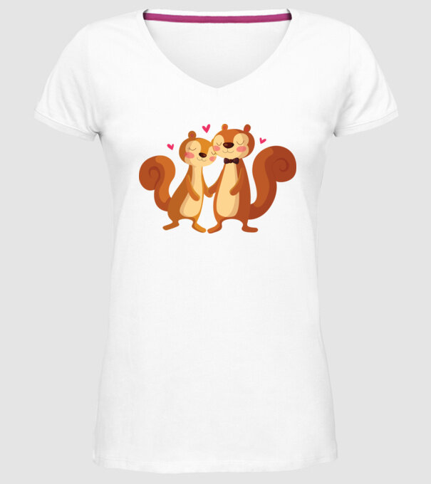 VEVERIȚE ÎNDRĂGOSTITE model alb pe tricou