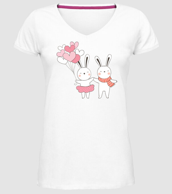 IEPURAȘI ÎNDRĂGOSTIȚI 3 model alb pe tricou