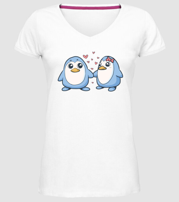 PINGUIN ÎNDRĂGOSTIT 2 model alb pe tricou