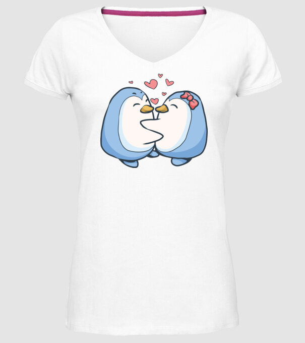 PINGUIN ÎNDRĂGOSTIT 3 model alb pe tricou
