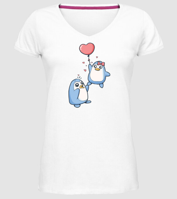 PINGUIN ÎNDRĂGOSTIT 4 model alb pe tricou
