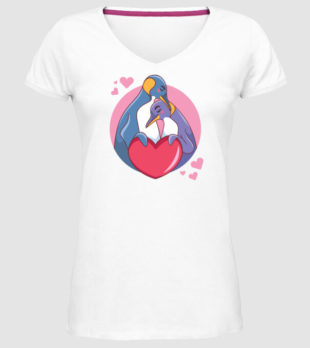 PINGUIN ÎNDRĂGOSTIT 5 model alb pe tricou
