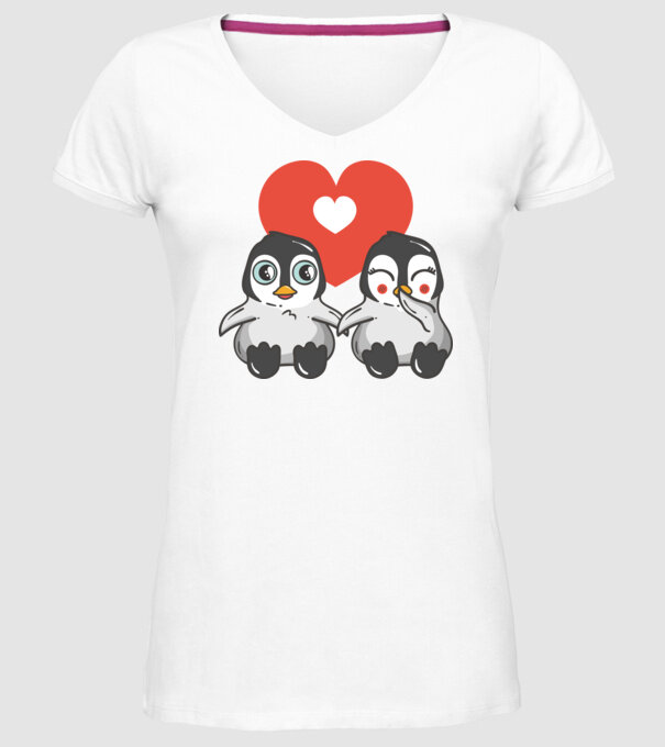 PINGUINI ÎNDRĂGOSTIȚI 7 model alb pe tricou