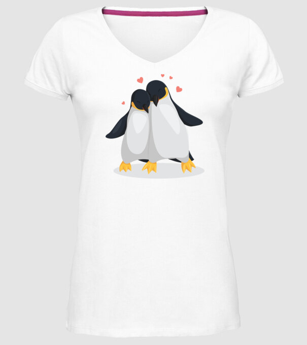 PINGUINI ÎNDRĂGOSTIȚI 8 model alb pe tricou