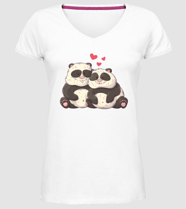URȘI PANDA DOLOFANI ÎNDRĂGOSTIȚI model alb pe tricou