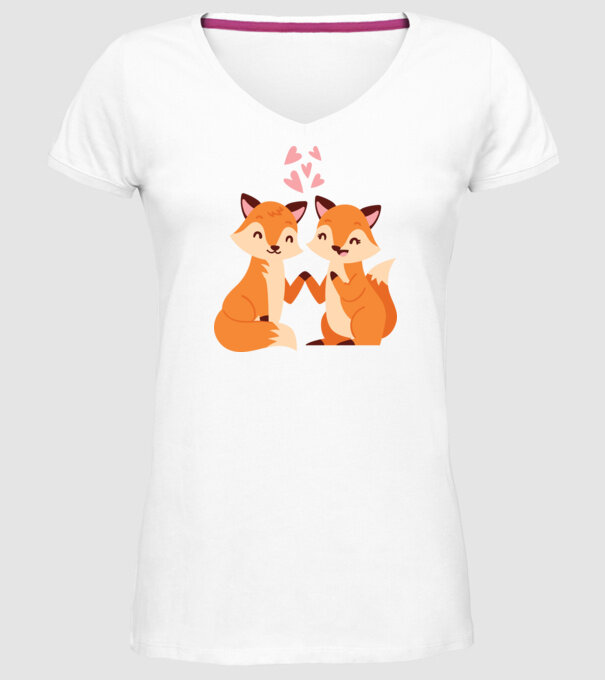VULPI ÎNDRĂGOSTITE model alb pe tricou