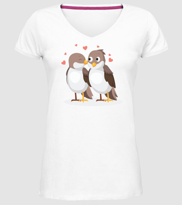 VRĂBII ÎNDRĂGOSTITE model alb pe tricou