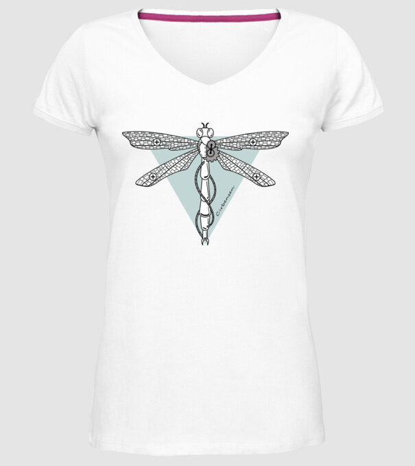 Libelulă model alb pe tricou