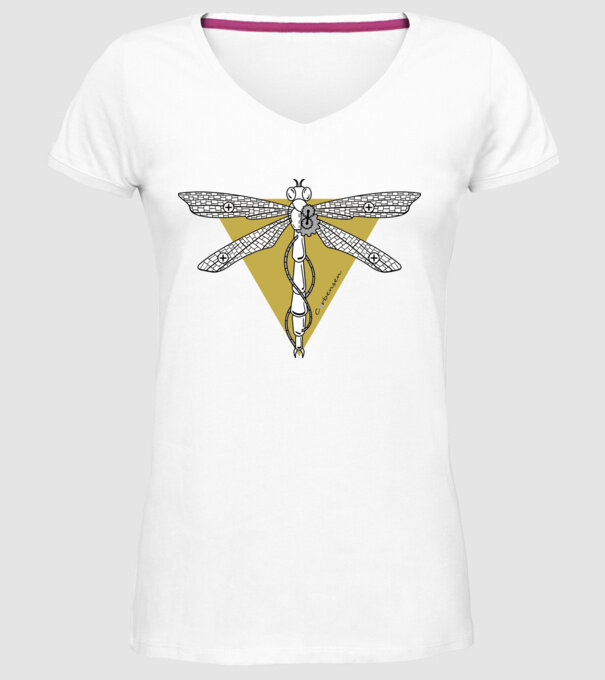 Libelulă model alb pe tricou