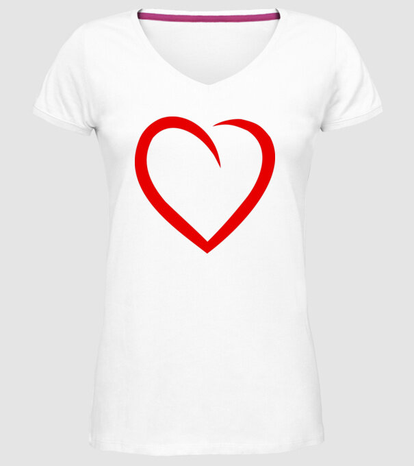 Szív model alb pe tricou