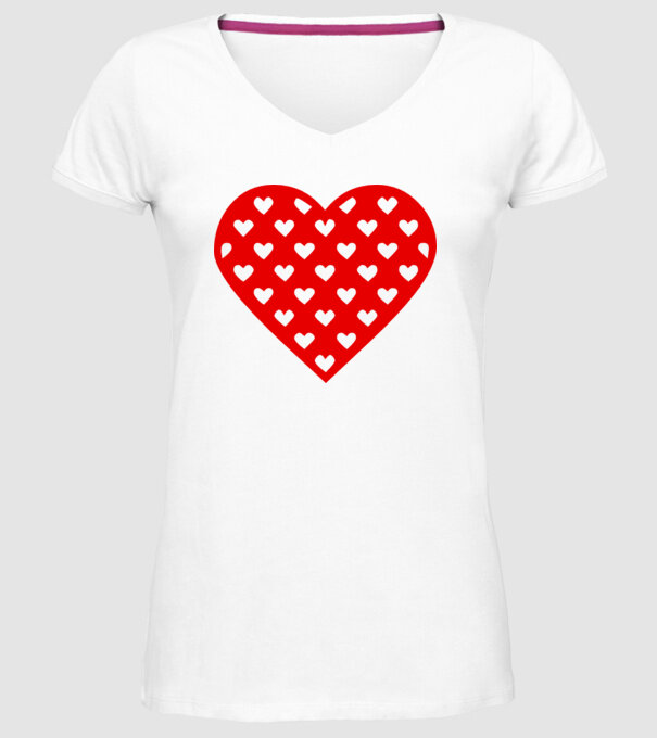 Inimă în inimă model alb pe tricou