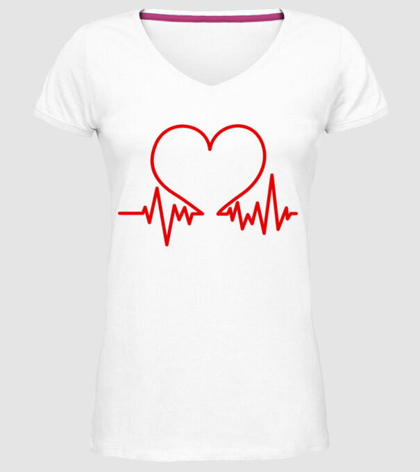 ECG inimă model alb pe tricou