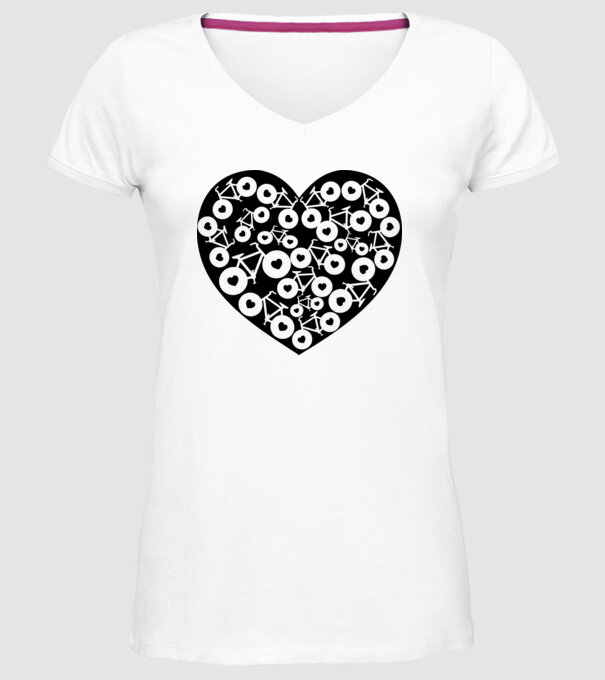 Inima bicicleta model alb pe tricou