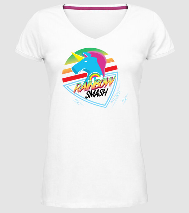 Curcubeu unicorn model alb pe tricou