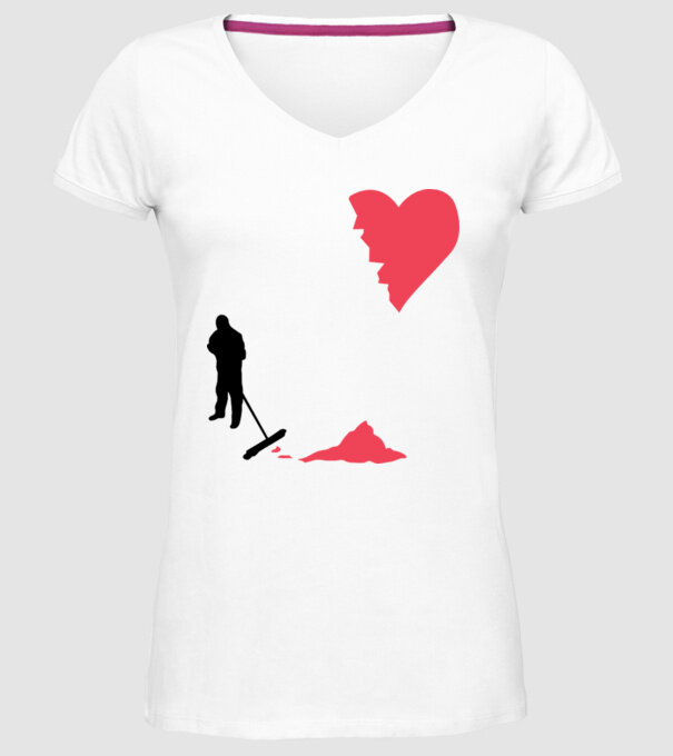 Curățător de inimi model alb pe tricou