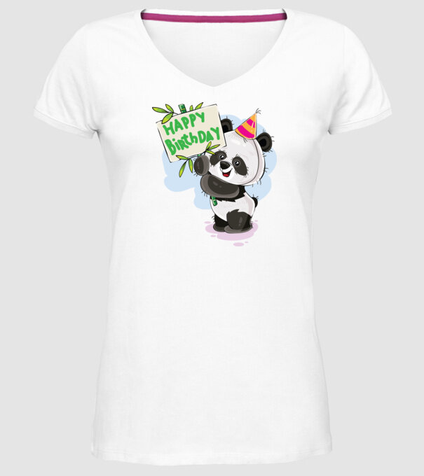 Zi de naștere panda model alb pe tricou