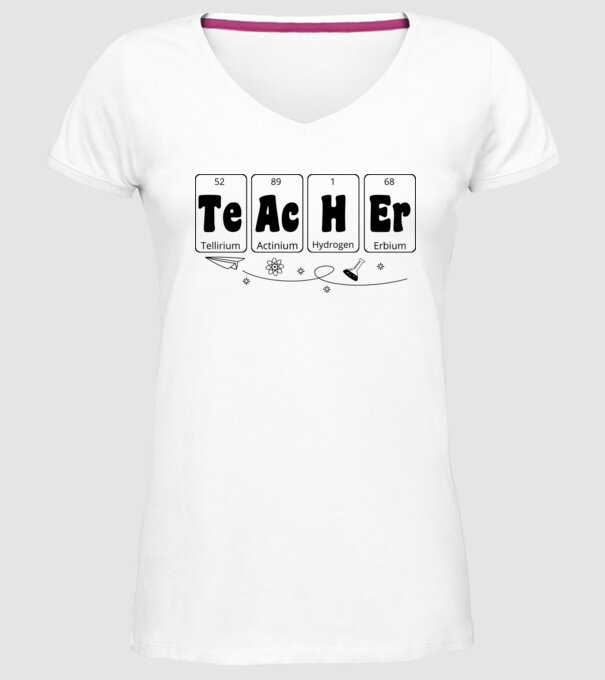 Teacher periodic model alb pe tricou
