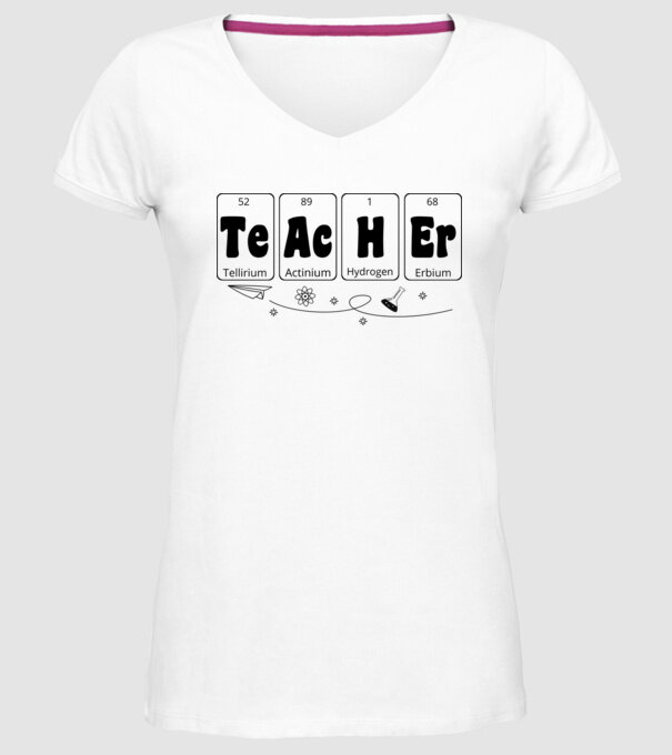 Teacher periodic model alb pe tricou
